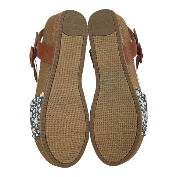 Rocket Dog Blue Brown Low Wedge Open Toe Ankle Strap Sandals Size 8 - Picture 8 of 9